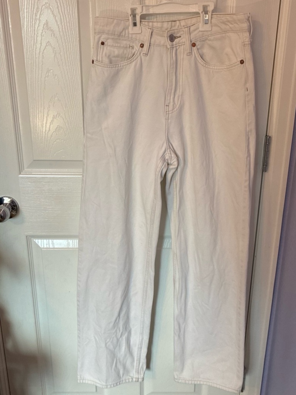 &DENIM lose straight high waist white jeans